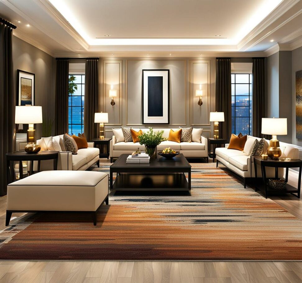 Design a Luxe Living Room Look With Our Rug Placement Guide - Corley ...