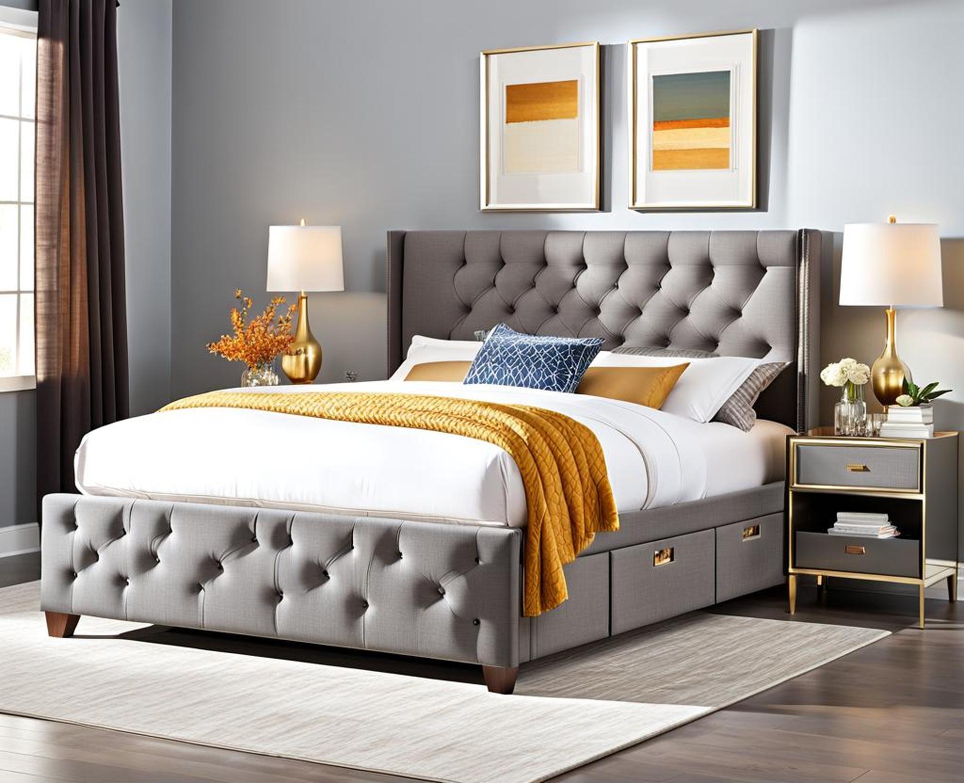 Storage Made Simple with Linford's Tufted Upholstery Platform Bed ...