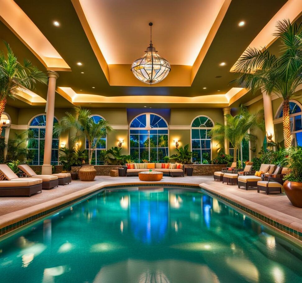 Relax and Unwind in Moody Gardens' Indoor Pool Paradise - Corley Designs