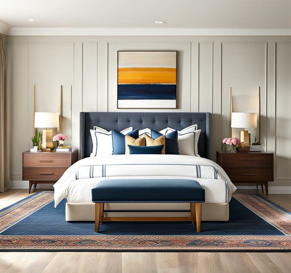 Master Rug Placement Under Your King Bed in 5 Simple Steps - Corley Designs