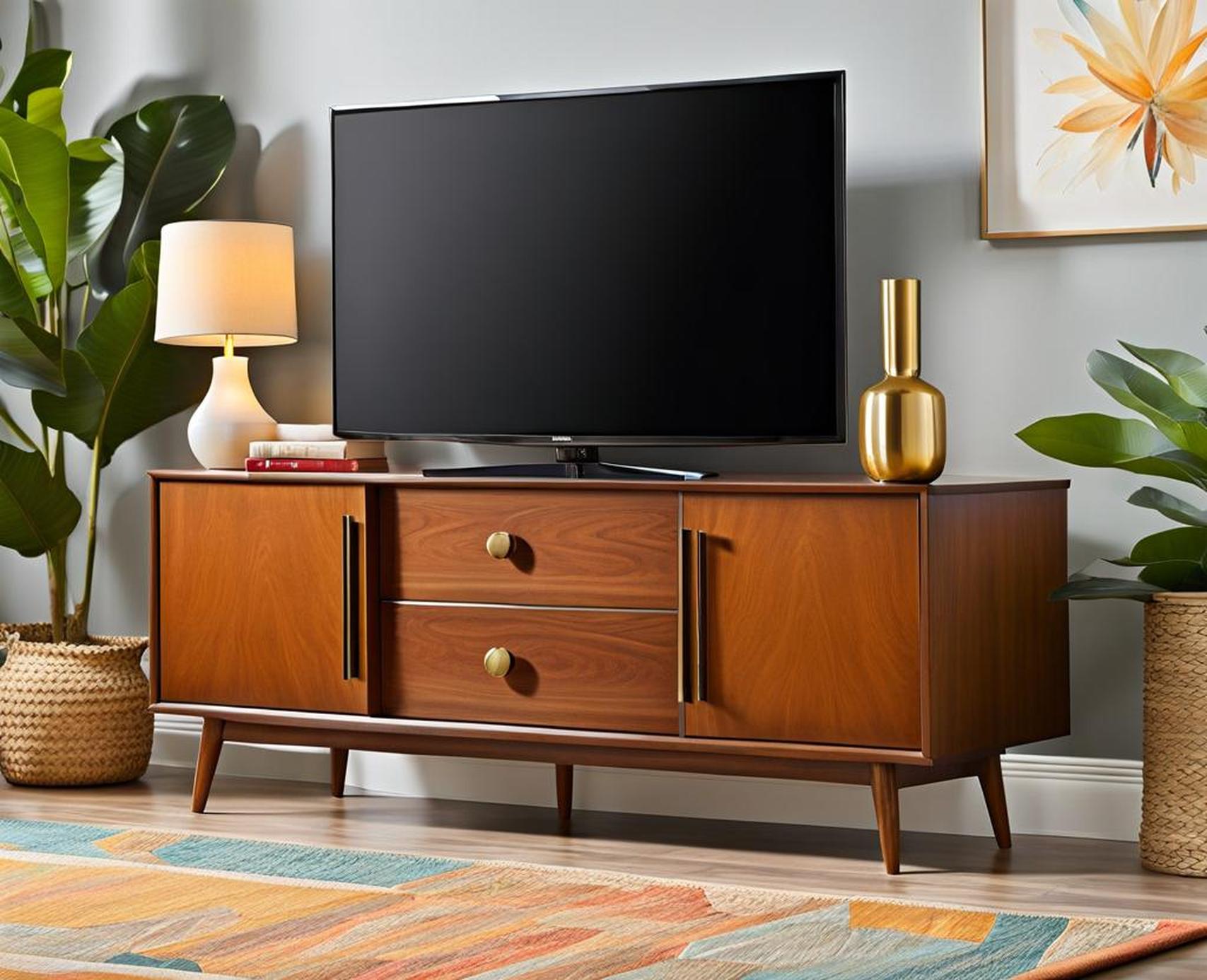 Refresh Your Living Room With This Retro Wood TV Stand - Corley Designs