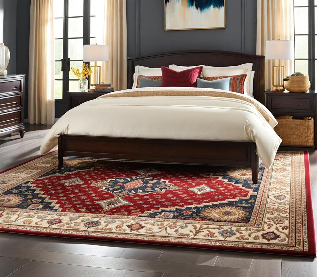 5 Savvy Ways to Work a 5x7 Rug under Your Full Bed - Corley Designs