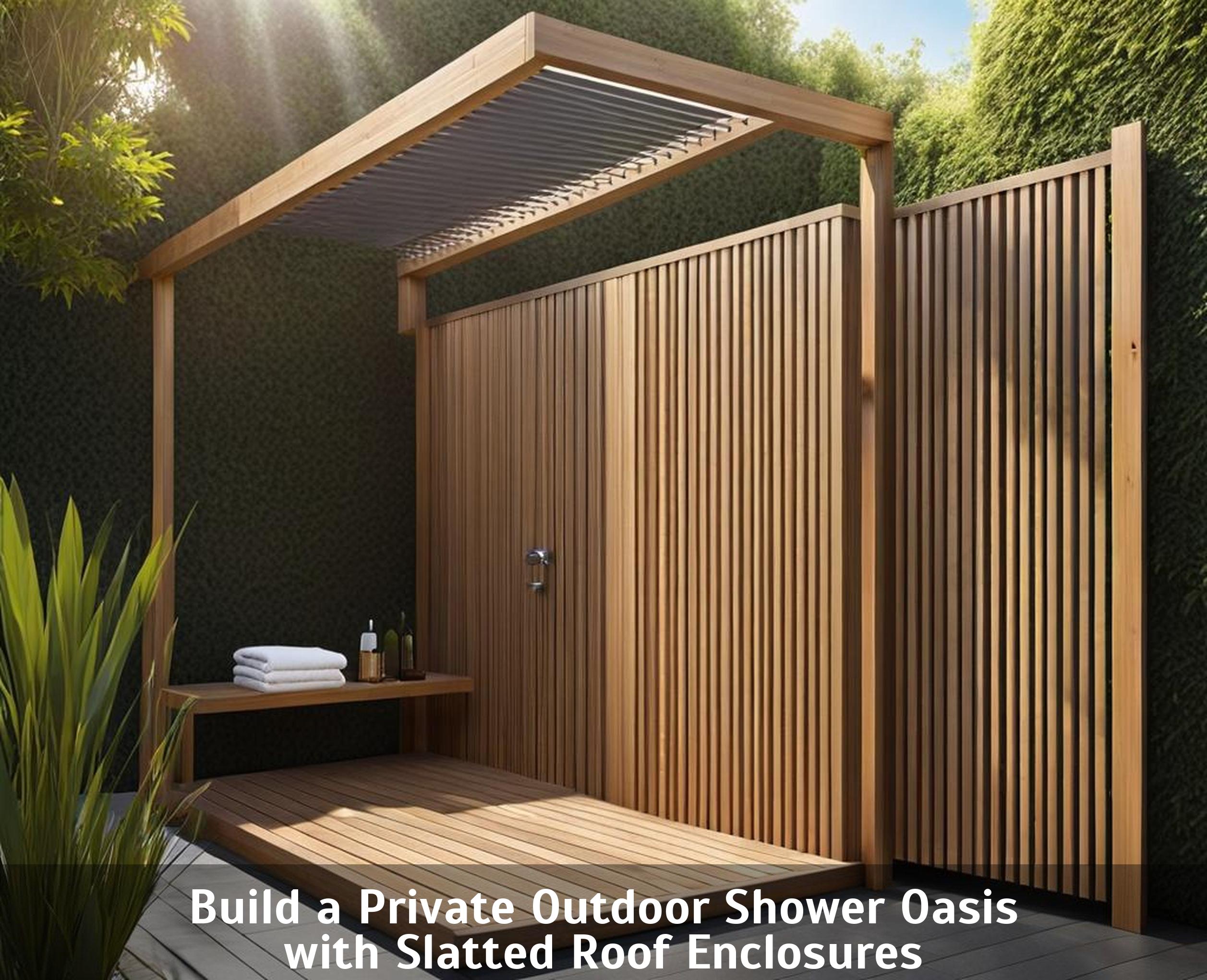 Build a Private Outdoor Shower Oasis with Slatted Roof Enclosures ...