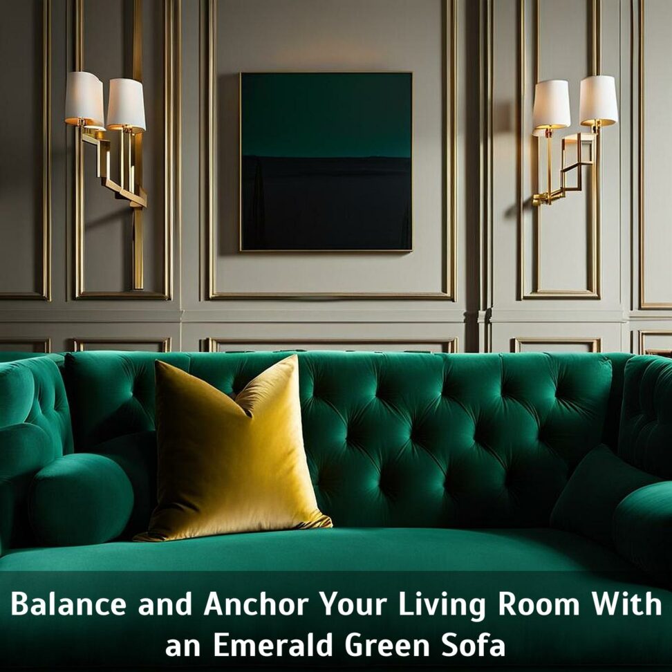 Balance and Anchor Your Living Room With an Emerald Green Sofa - Corley ...